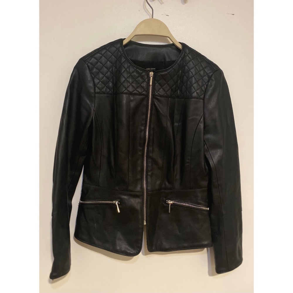 Leather peplum jacket